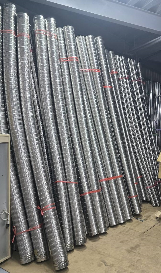 可撓式SUS304不鏽鋼通風排煙排風排氣管與瓦斯管件製造商-適用抽油煙機排煙管、強制排氣熱水器排氣管、烘乾機排風管、可撓式風管彎管304Stainless Steel air duct apply for building air duct inside the ceiling, HVAC duct, exhaust pipe, rangehood venting duct, water heater exhaust pipe, dryer vent duct